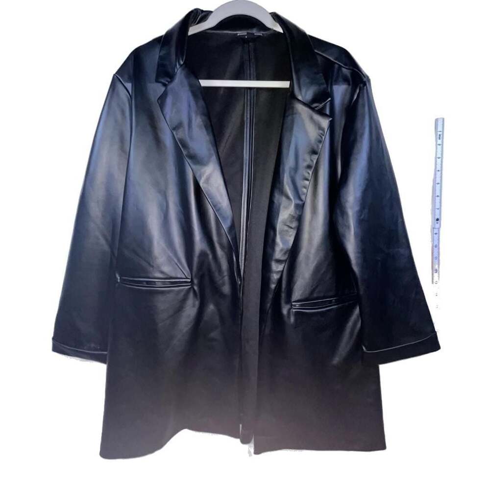 HAVE Los Angeles Plus Size Faux Leather Blazer Jacket Black Size 3X